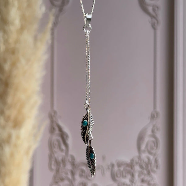 Collar Hojitas con Turquesa Plata 925