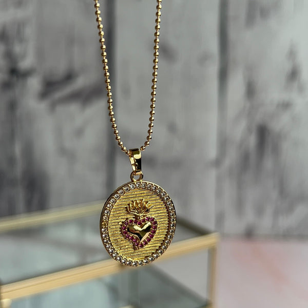 Collar Corazón Detente Circones Baño de oros