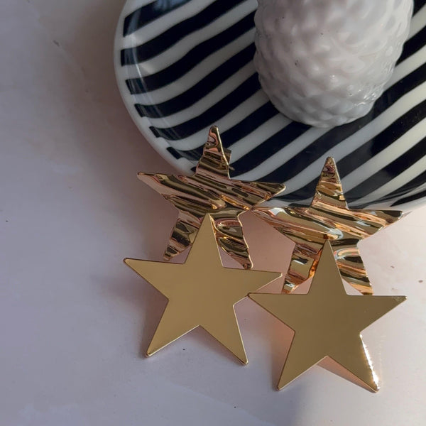 Aros Maxi Estrellas Baño de oro