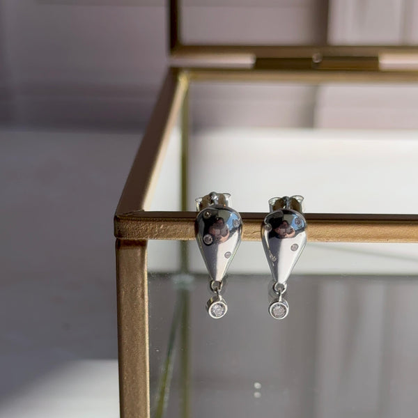 Aros Gota Cristales Plata 925