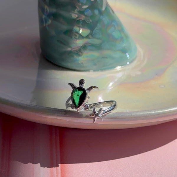Anillo Tortuga y Estrella de Mar