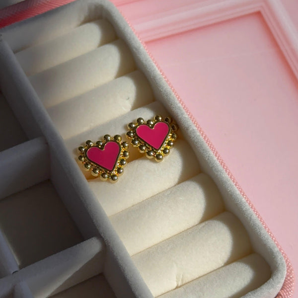 Aros Corazón Balines - Baño de oro