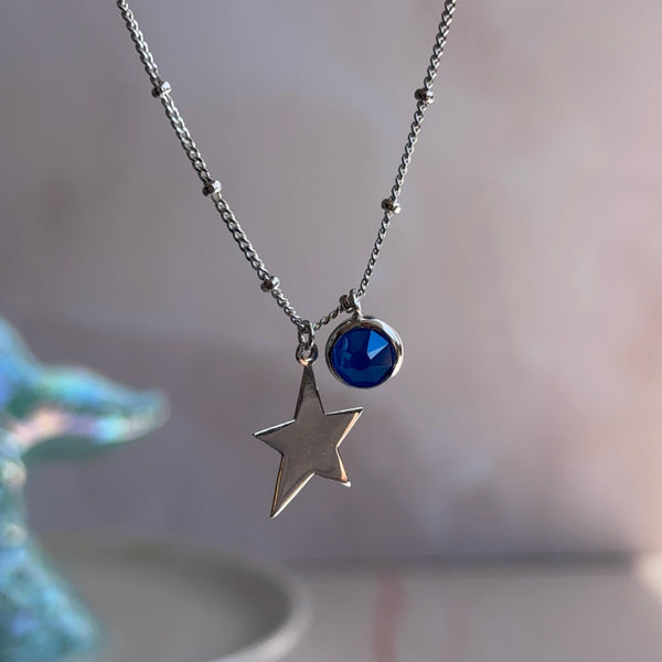 Collar Estrella con Cristal Azul