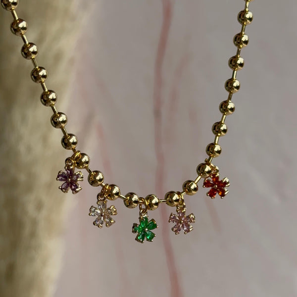 Collar Charms Flores Baño de oro