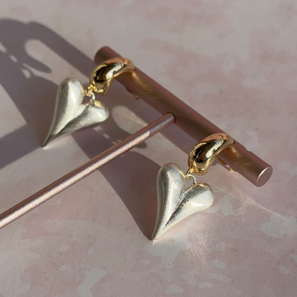 Aros Corazón Plateado