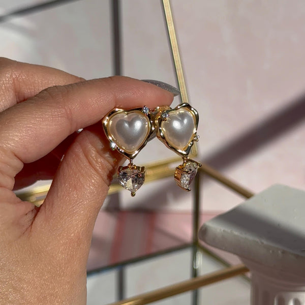 Aros Corazón Perlados