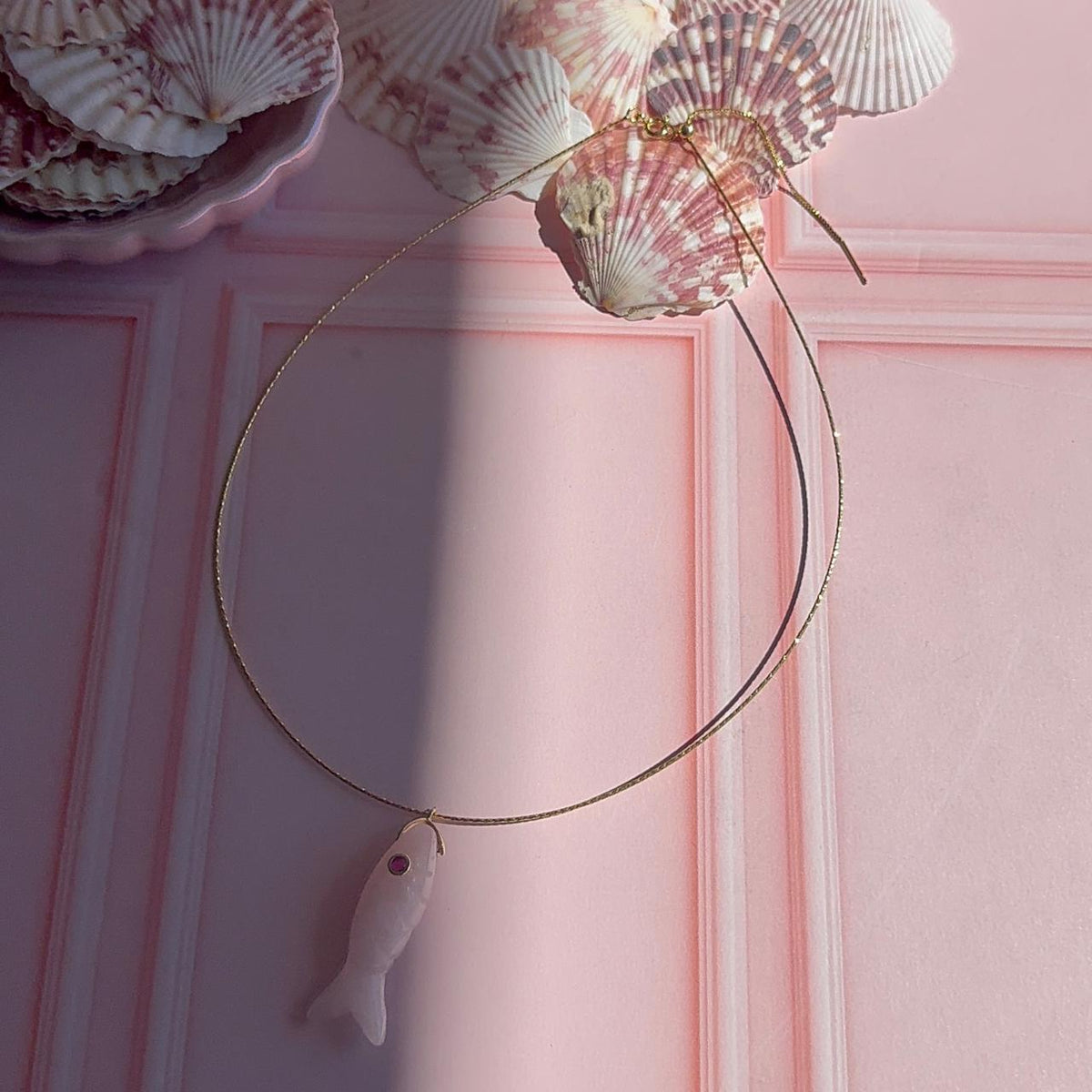 Collar Tiara Pez Cuarzo Rosa