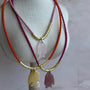 Collar Cuero Trenzado y Piedra Pez