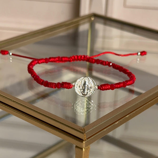 Pulsera Roja con Cristales y San Benito