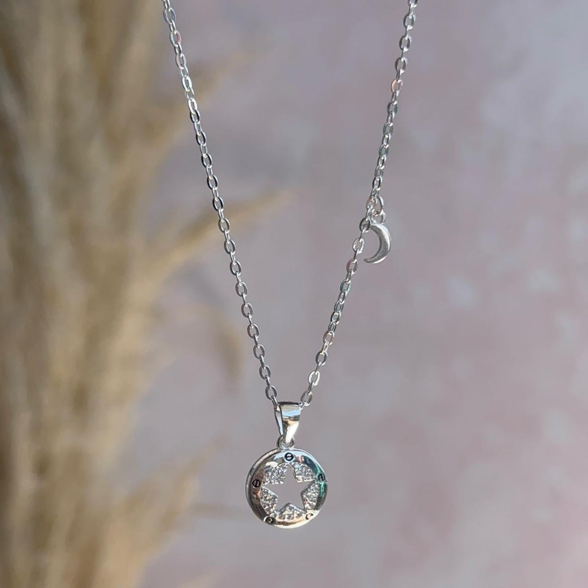 Collar Medalla Estrella y Lunita