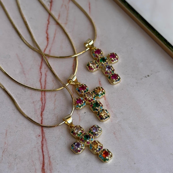 Collar Cruz Circones Multicolores