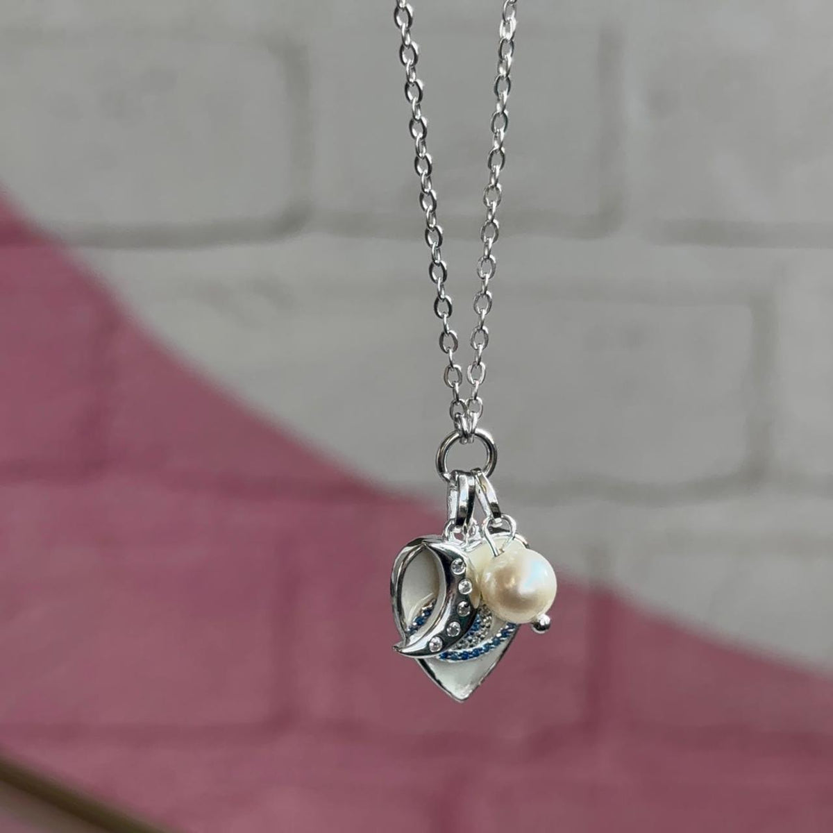 Collar Ojo Turco Esmaltado, Luna y Perla