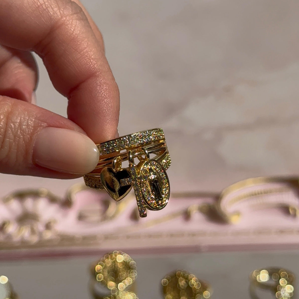 Anillo Corazón, Cruz y Virgen de Guadalupe