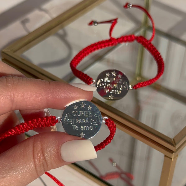 Pulsera Roja "Super Papá, Te Amo"