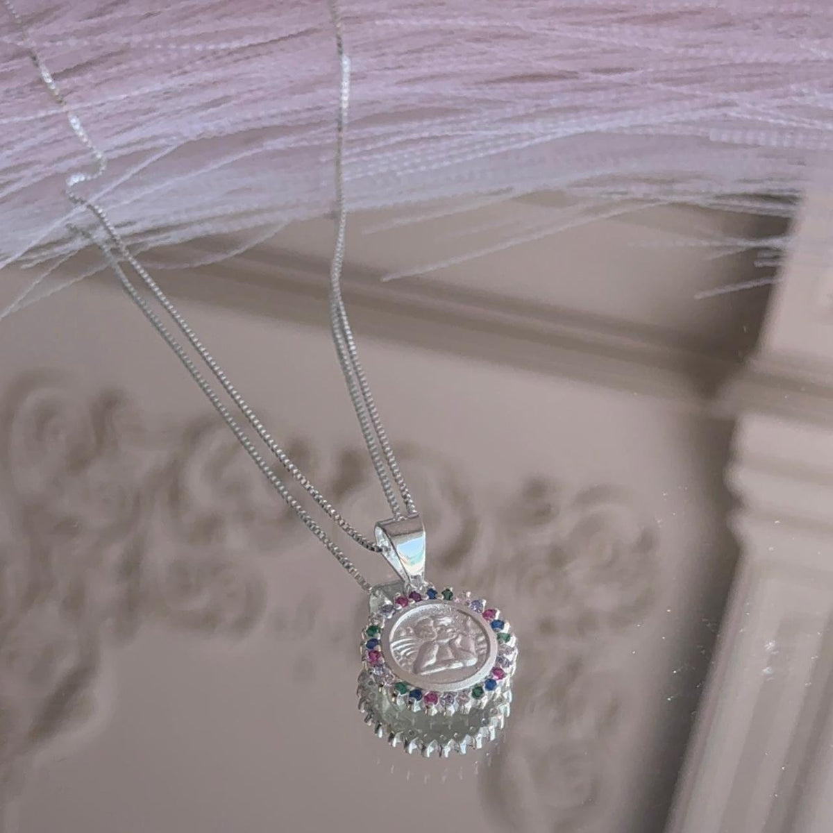 Collar Ángel de la Guarda en Circones Multicolores