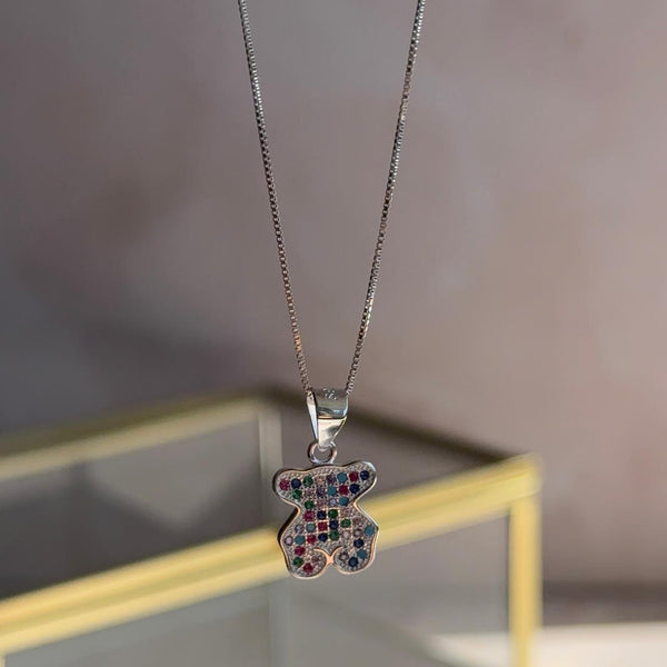 Collar Medalla Osito Circones Multicolores