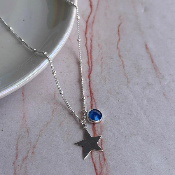 Collar Estrella con Cristal Azul
