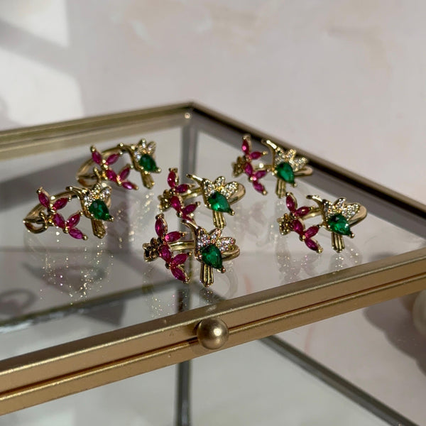 Anillo Colibrí y Flor