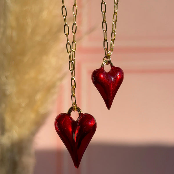 Collar Corazón Rojo Satín