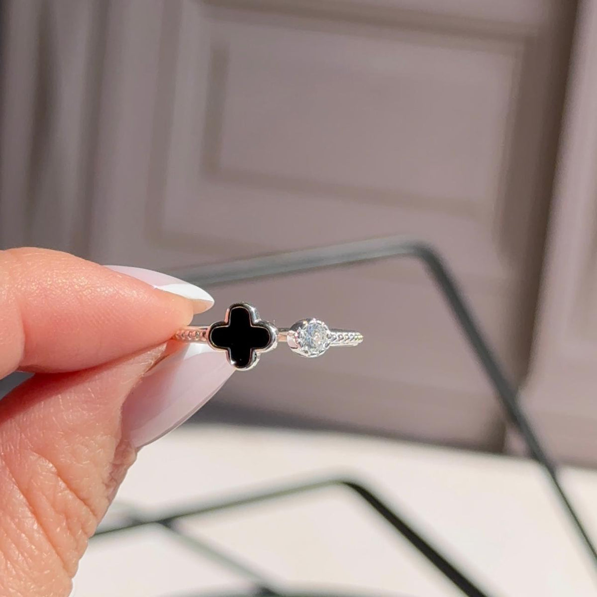 Anillo Trébol Ónix