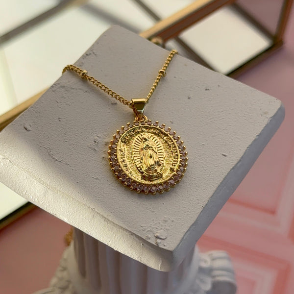 Collar Virgen de Guadalupe Circones Rosa
