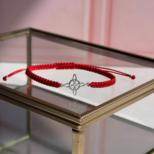 Pulsera Roja Macramé Nudo de Bruja