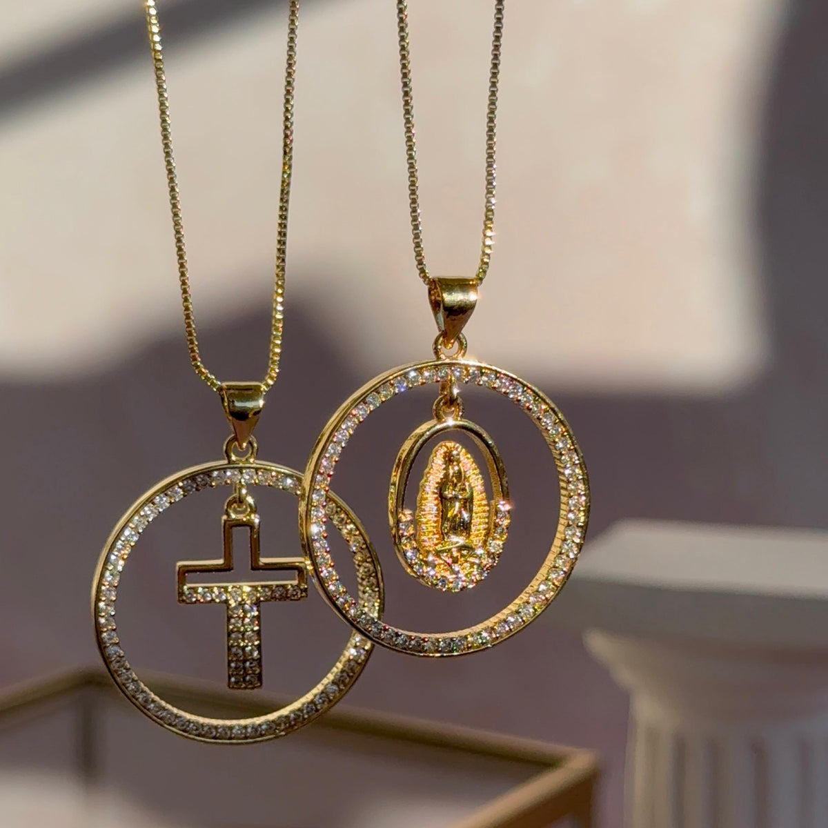Collar Medalla Cruz - Virgen