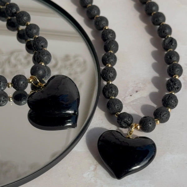 Collar Paula - Corazón Negro