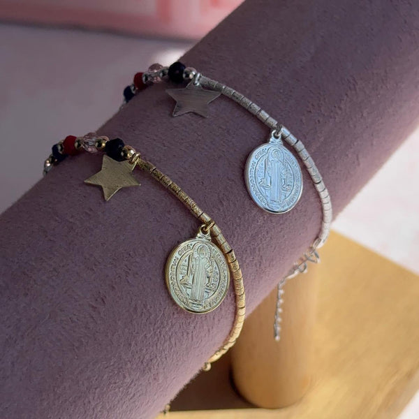 Pulsera San Benito con Cristales y Estrella