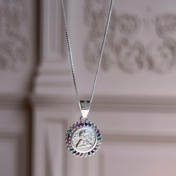 Collar Ángel de la Guarda en Circones Multicolores