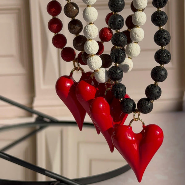 Collar Paula - Corazón Rojo Alargado