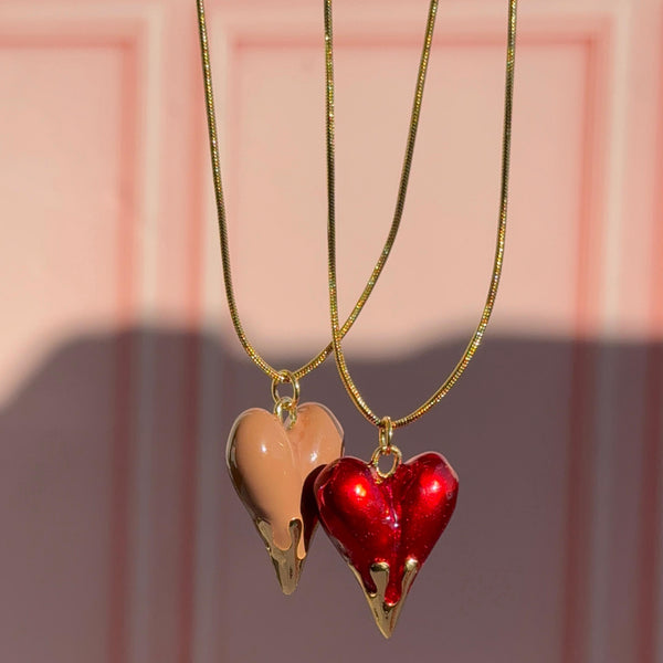 Collar Corazón Llamas Satín
