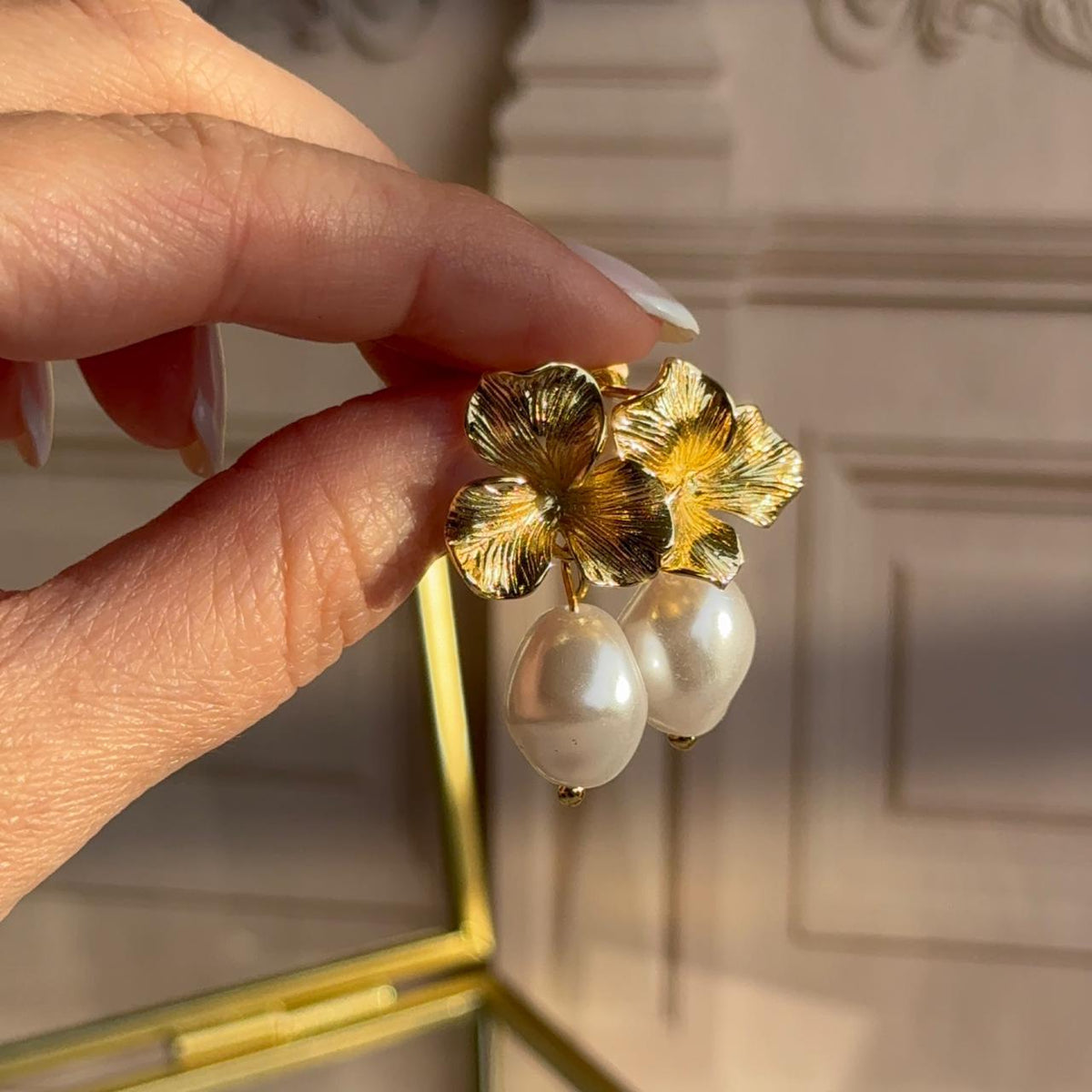 Aros Flor con Perla
