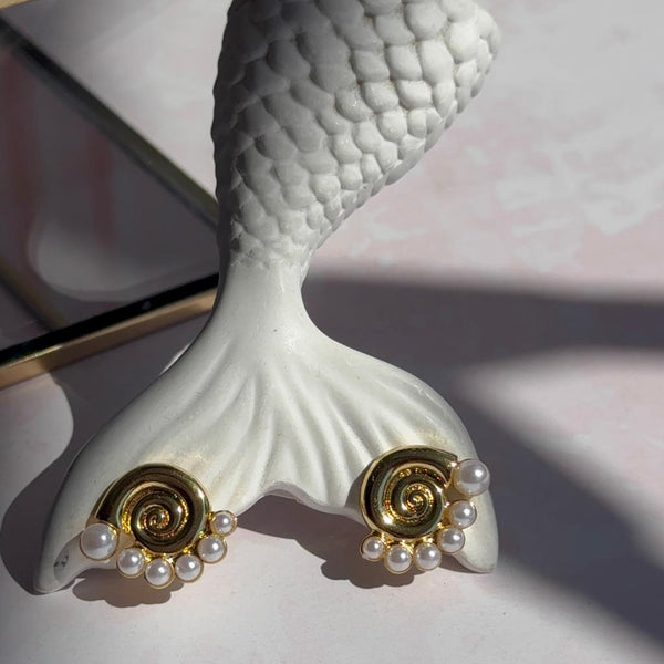 Aros Caracola con Perlitas