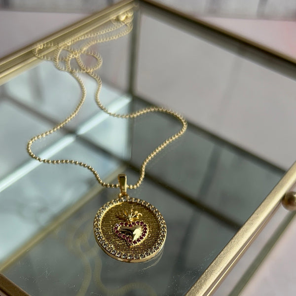 Collar Corazón Detente Circones Baño de oros