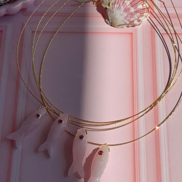Collar Tiara Pez Cuarzo Rosa