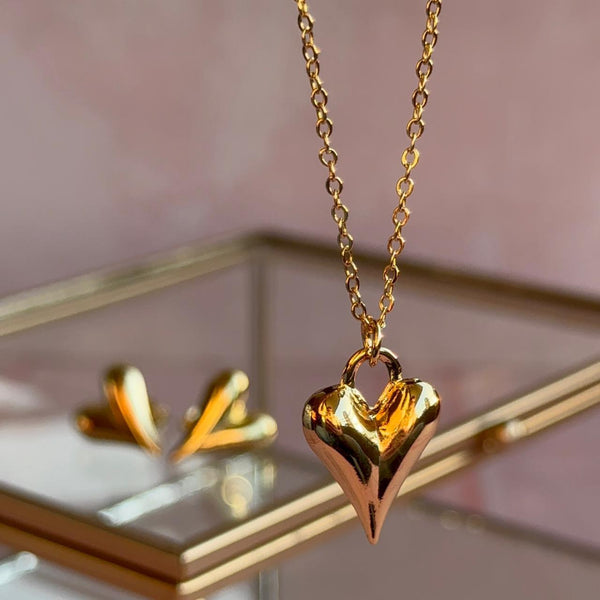 Conjunto Corazón - Esmaltado Dorado