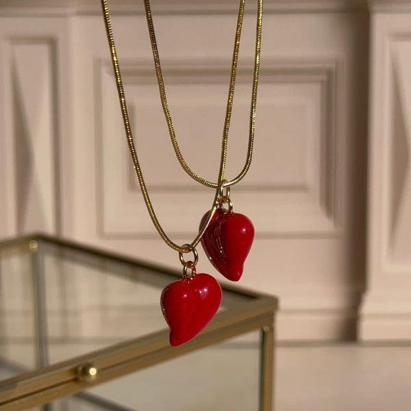 Collar Corazón Rojo Irregular