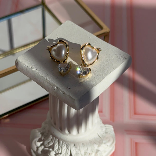 Aros Corazón Perlados