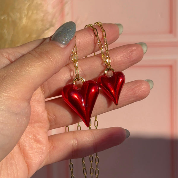 Collar Corazón Rojo Satín