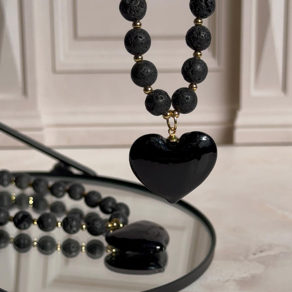 Collar Paula - Corazón Negro