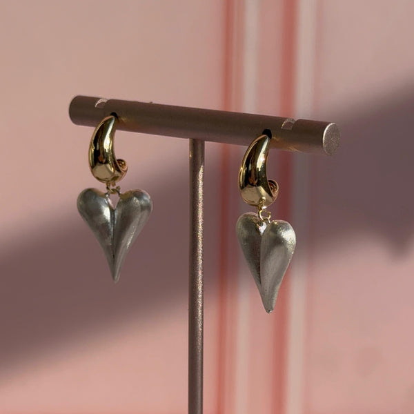 Aros Corazón Plateado