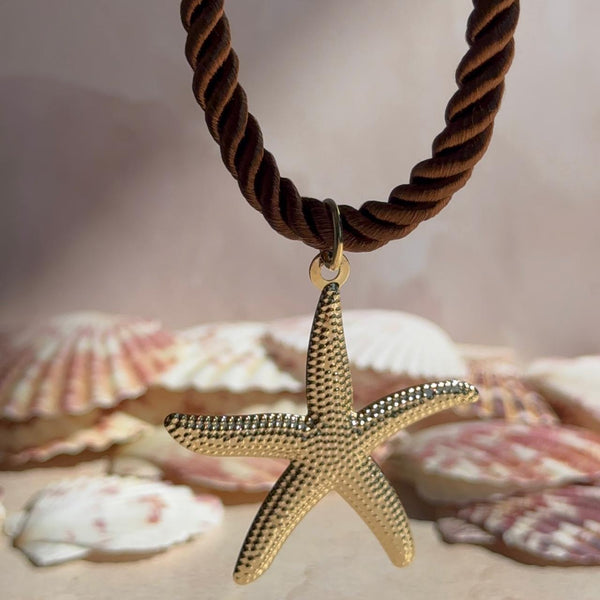 Collar Cordón de Seda Café - Estrella de Mar