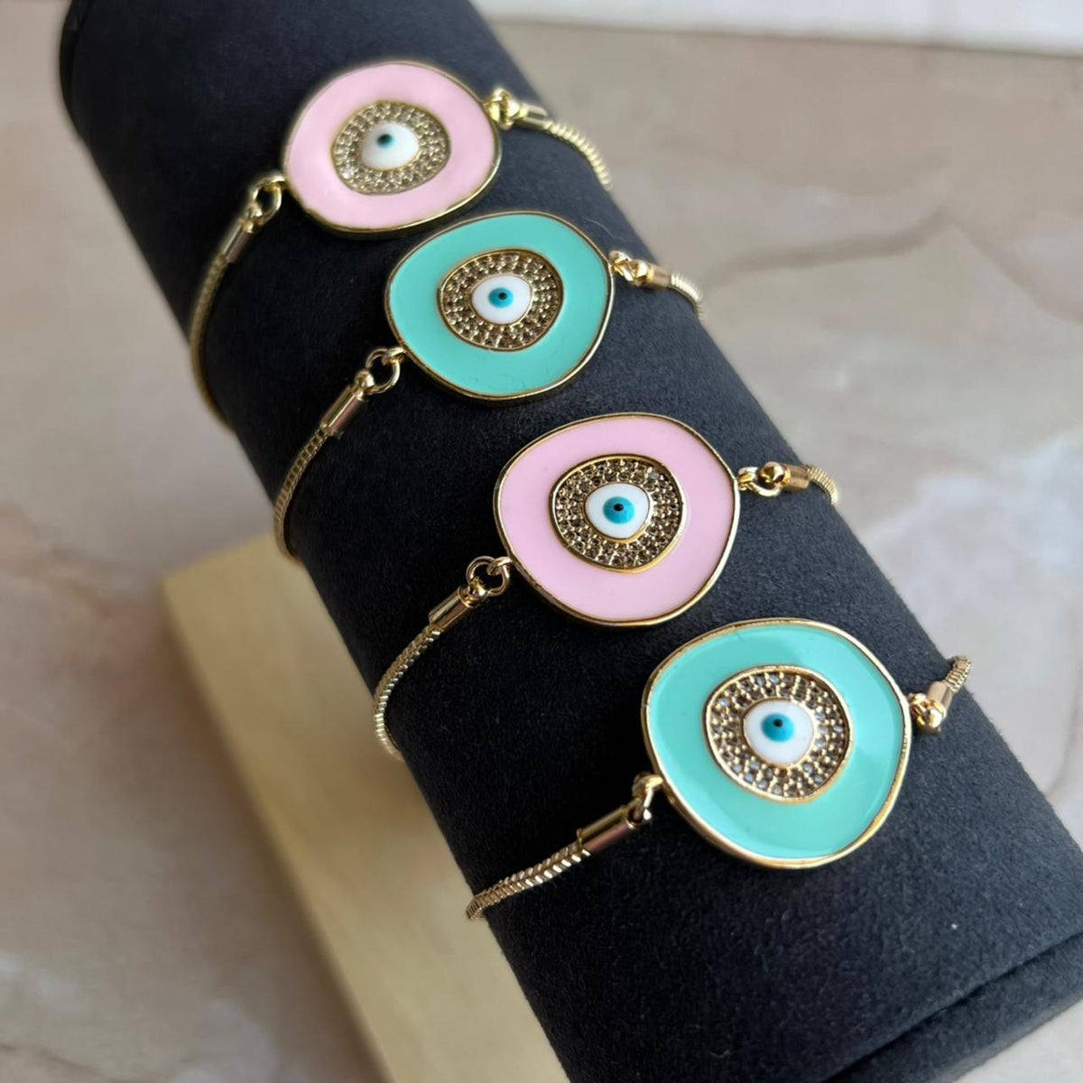Pulsera Medallón Esmaltado de Ojo Turco