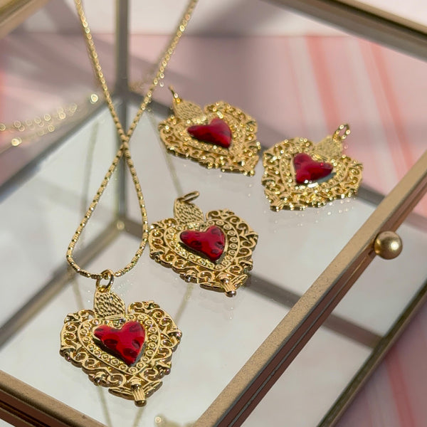 Collar Corazón Detente Rojo