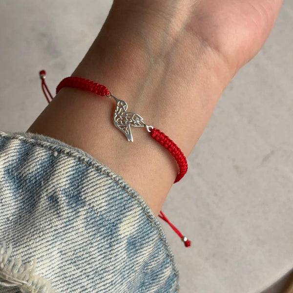 Pulsera Roja Colibrí Plata 925