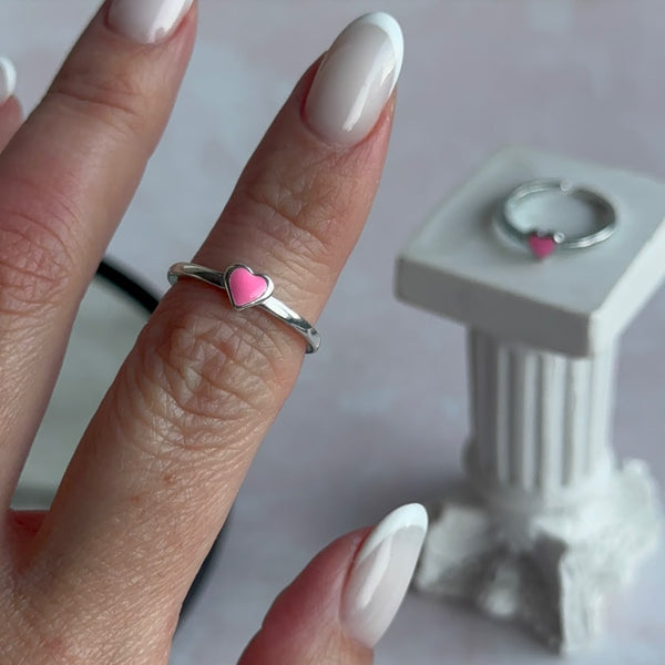 Anillo Midi - Corazón Rosa