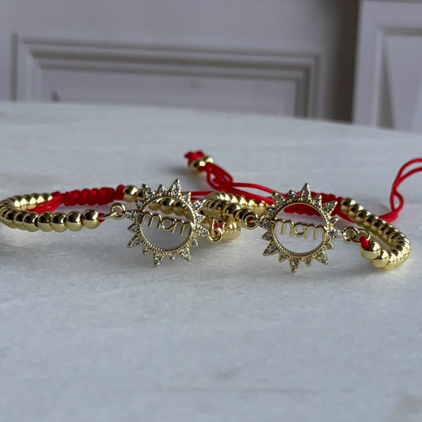 Pulsera Balines Roja Mom