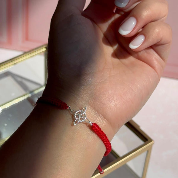 Pulsera Roja Macramé Nudo de Bruja