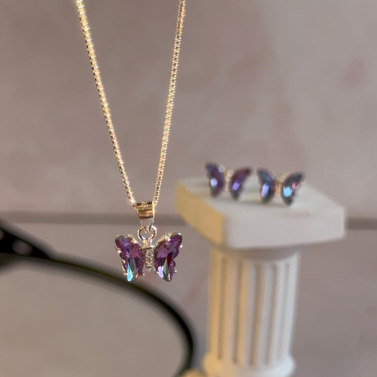 Conjunto Mariposa Cristal Lila